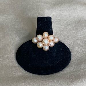 Vintage Pink Pearl Cluster Ring